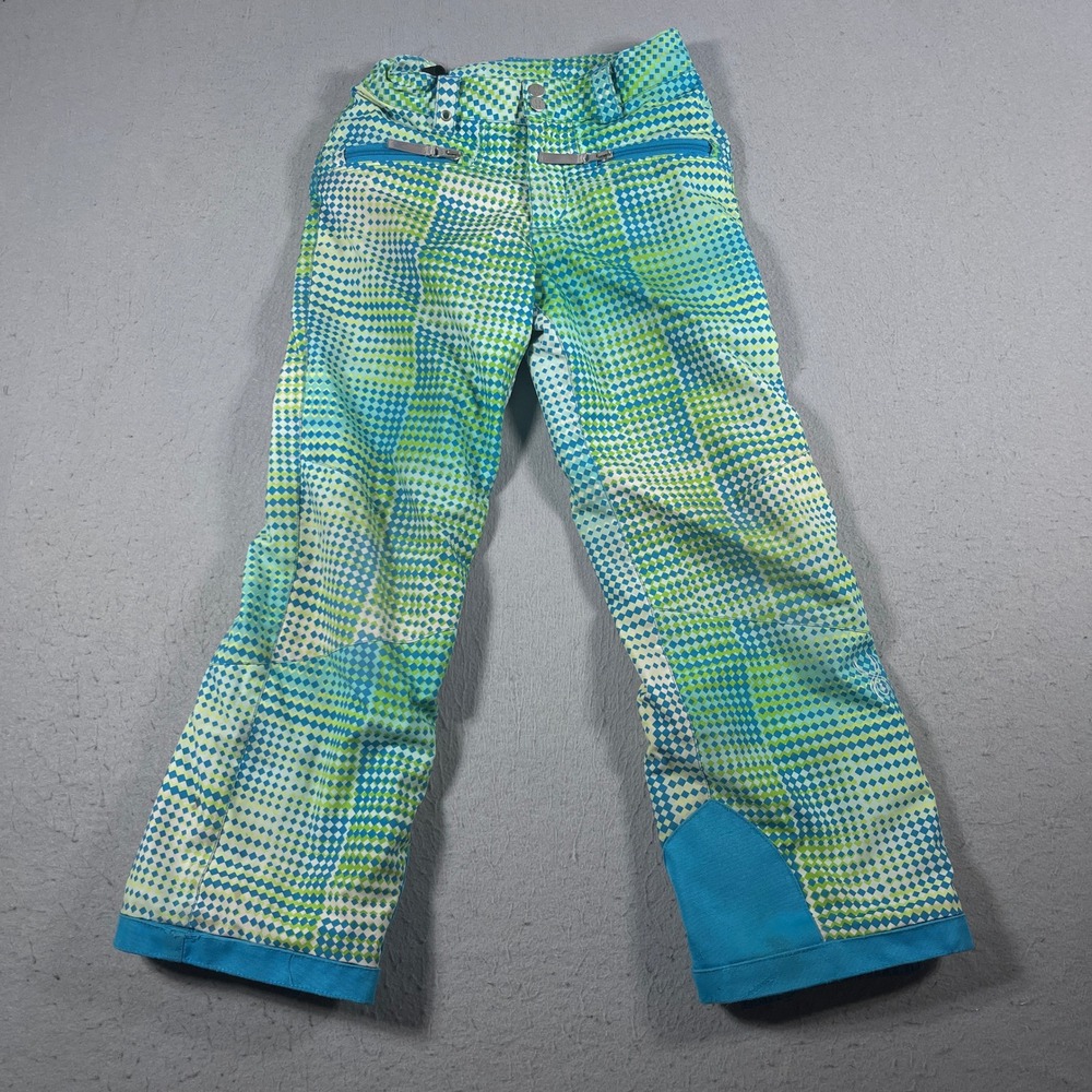 Spyder Snow Pants Kids 10 Insulated Thinsulate Blue Green Winter Ski